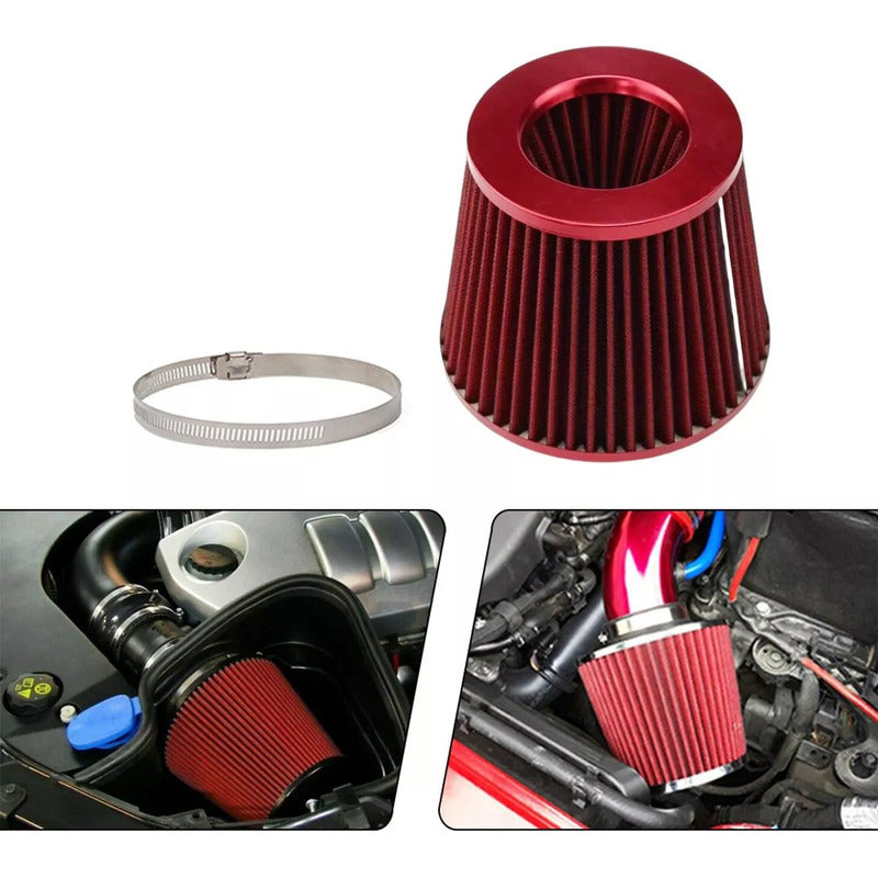Filtro De Aire Cónico Universal Alto Flujo Para Autos 76mm