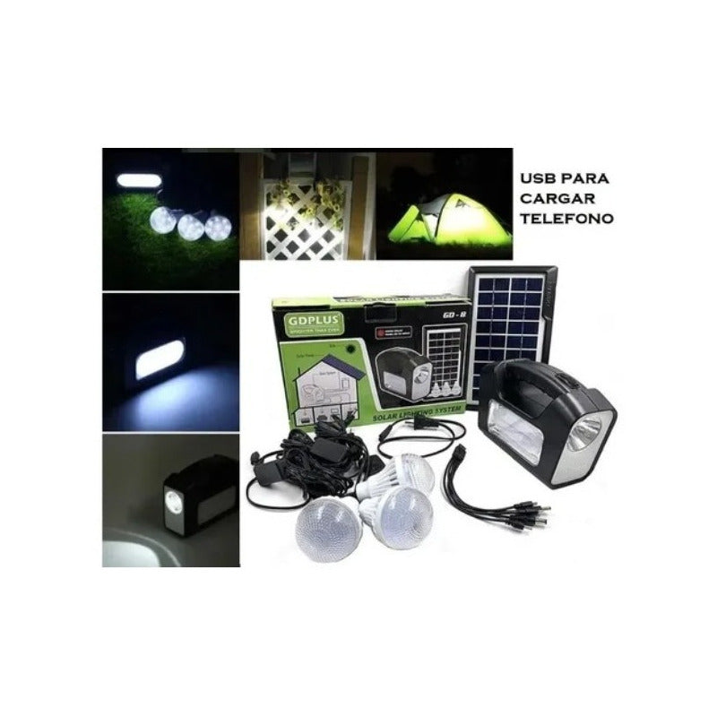 Kit Solar Emergencia Camping Usb Ampolletas 36hrs Envio Grat