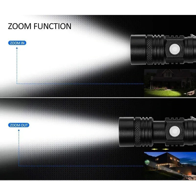Linterna Recargable Led 3000 Lumens Con Zoom Resiste Lluvia
