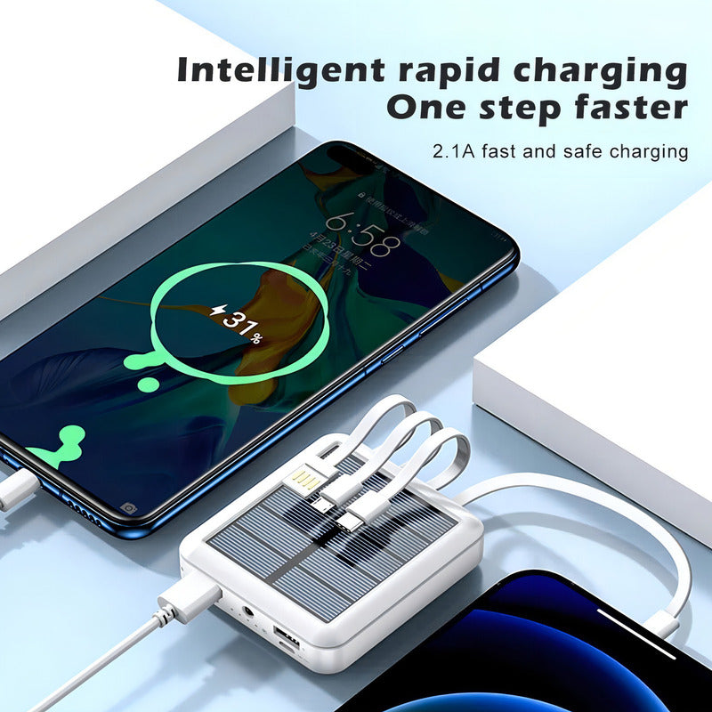 Power Bank Solar Irm R19 10000mah Carga Rápida 4 En 1 Conectores Usb Tipo C Negro
