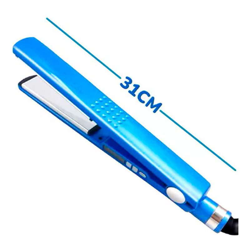 Plancha Para Cabello Alisar Alisado Pelo Nano Azul