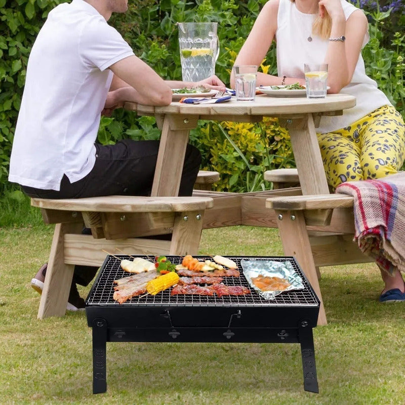 Parrillera Barbacoa Portatil Asado Grill Plegable Balcon Negro