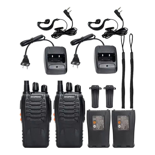 Radios X2 Walkie Talkie Baofeng 888s 16 Canales 5km Alcance Negro Uhf