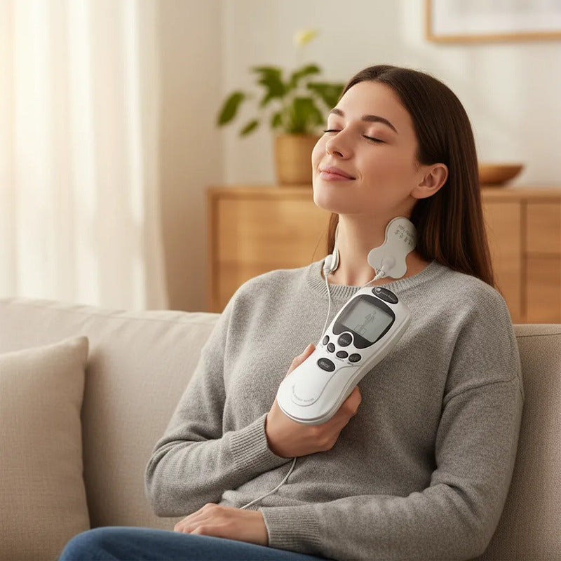 Electro Estimulador Tens Masajeador 4 Electrodos Blanco