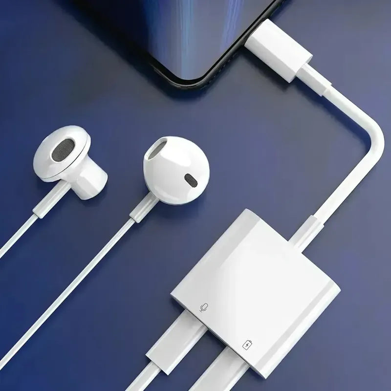 Adaptador Split A Audio Jack 3.5 Audífonos Y Carga Tipo-c Gris