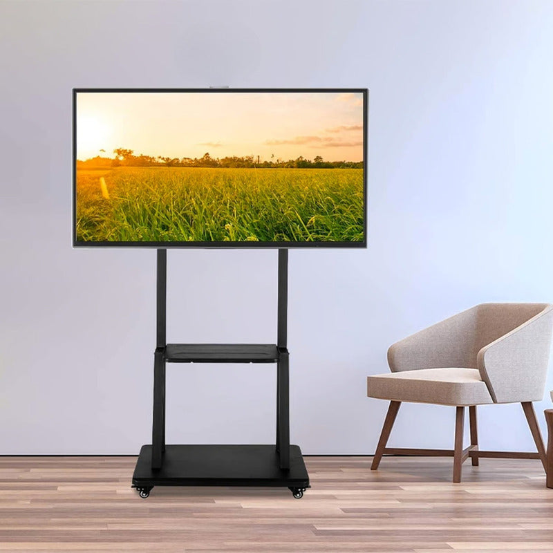 Soporte Tv Con Ruedas Rack Movil 32 A 55 PuLG Base Pedestal Negro