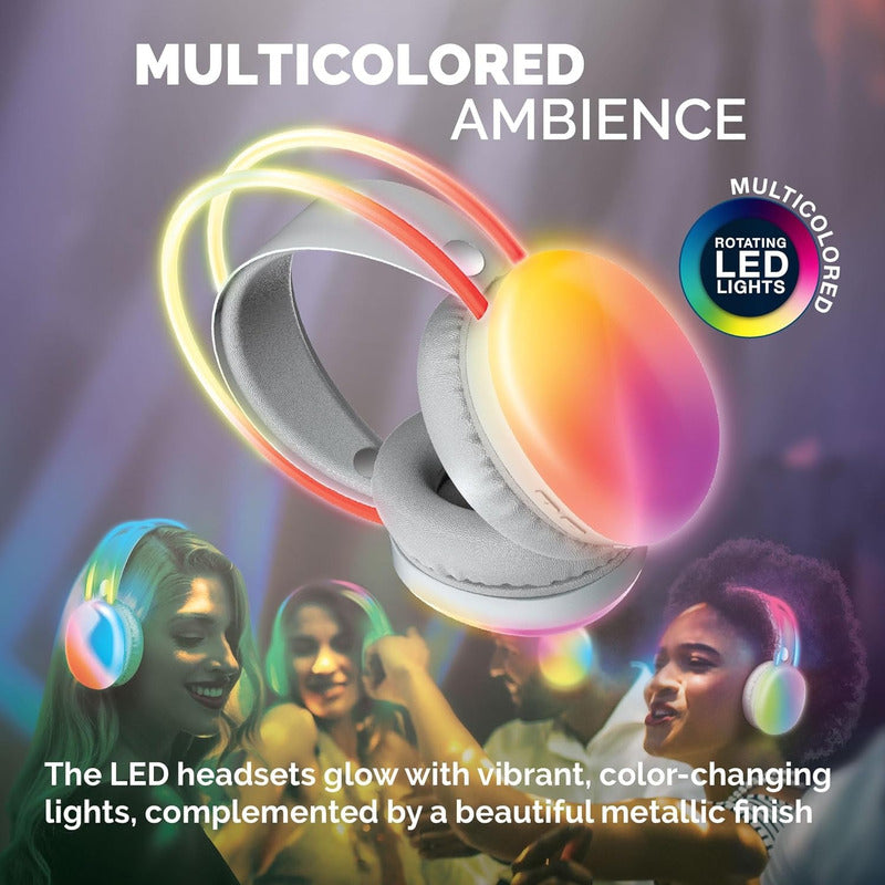 Audífonos Inalámbricos Recargables Microfono Luces Led Black/blue