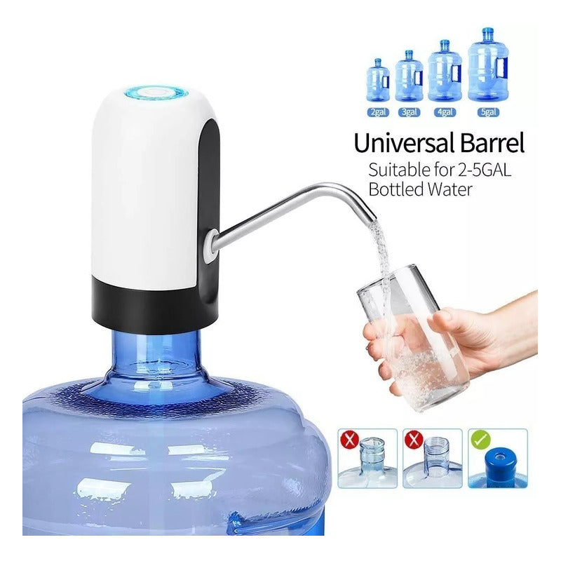Dispensador Bomba Agua Electrinico Recargable Usb Botellon Negro