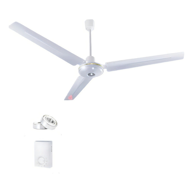 Ventilador De Techo 56 Pulgadas Metal 3 Aspas 5 Tiempos 75w 1.422 M 50hz Blanco Blanca Metálica