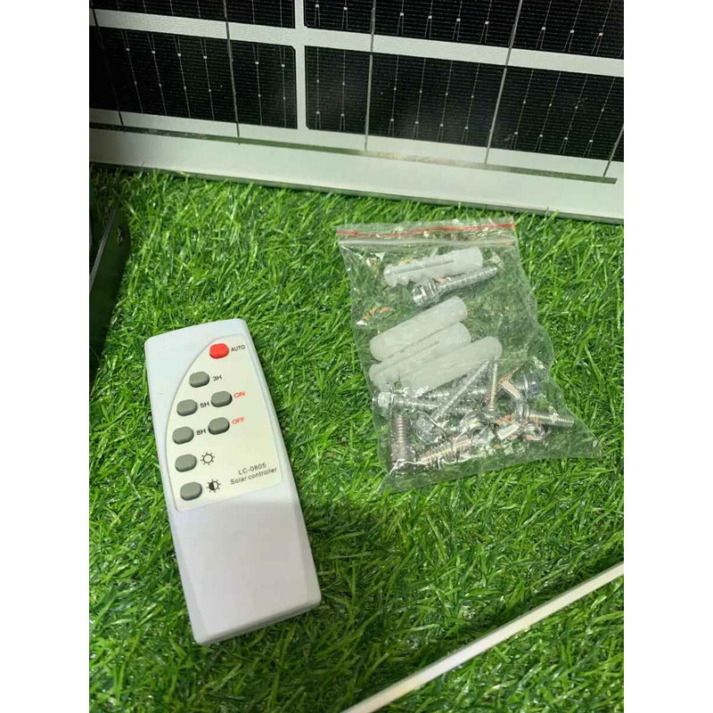 Pack X2 Reflector Solar 1500w Con Panel Separado Y Control Negro Blanco Frío