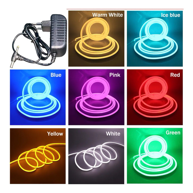 Cinta Led Neon Luz 5 Metros Flexibletransformador 12v