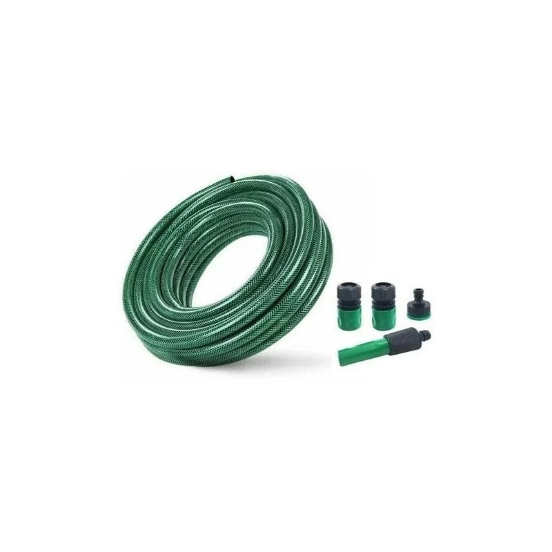 Manguera Reforzada 1/2 Pulgada 20 Mts Mas Pistola Y Acoples Verde
