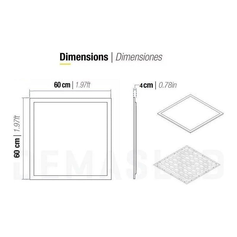 Panel Led Plafón 60x60cm 48w Empotrable Cielo Foco Cuadrado
