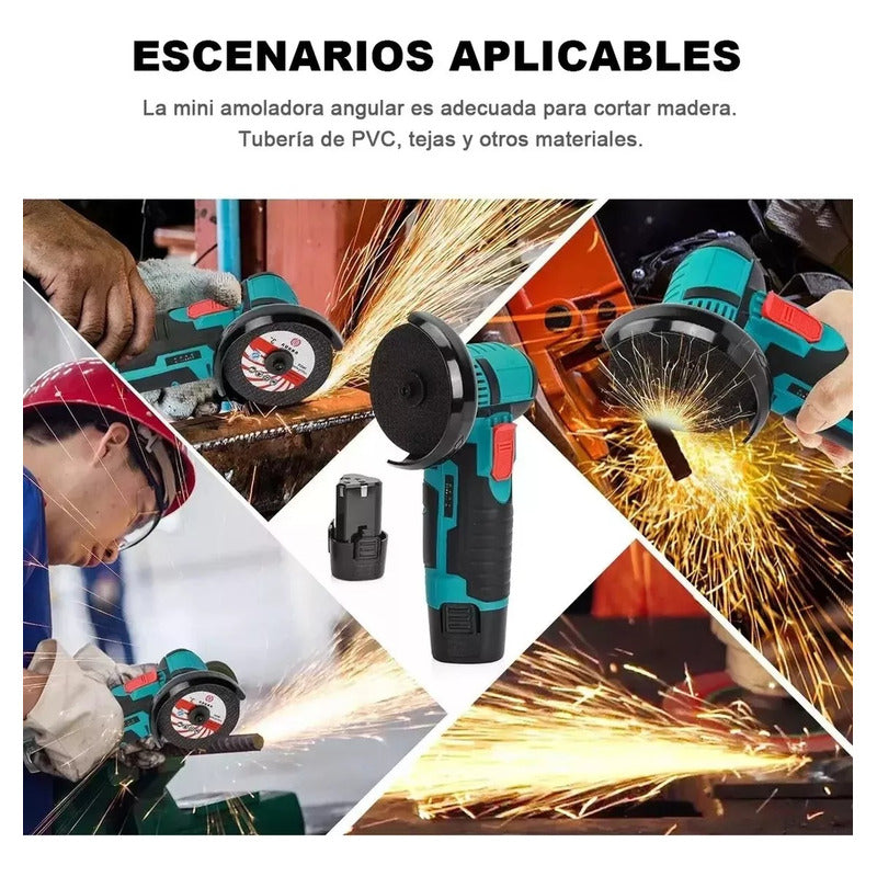Esmeril Galletero Angular Inalámbrico Recargable + 2 Discos