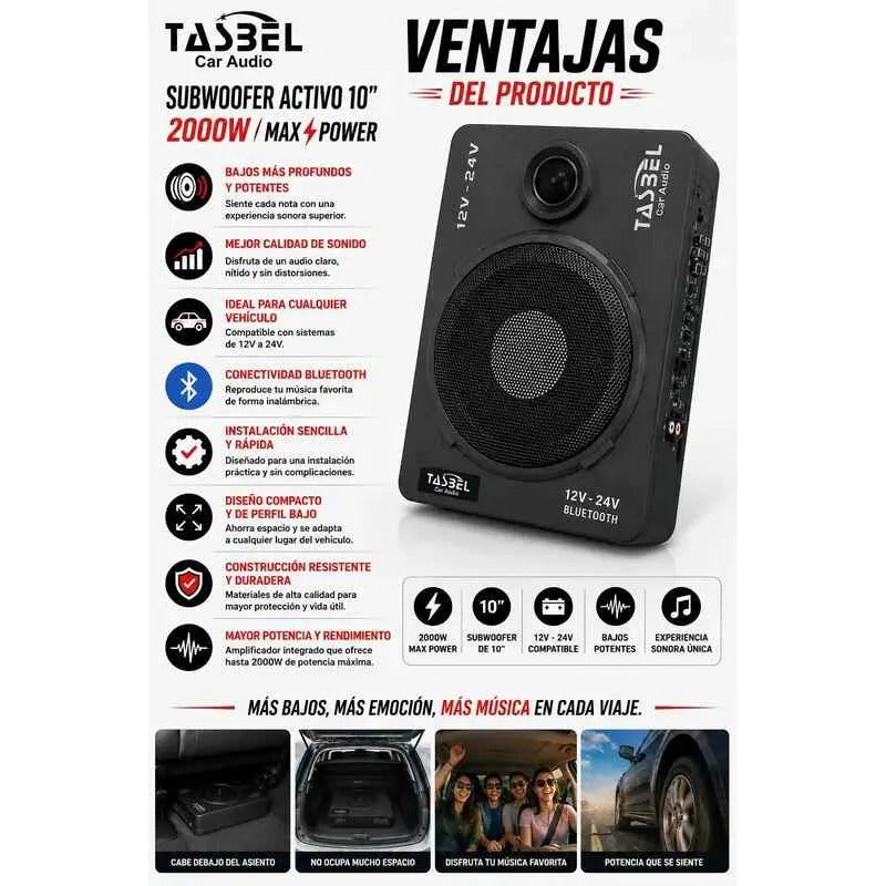 Subwoofer 2000w Para Auto Y Camion 12v-24v Amplificado Negro