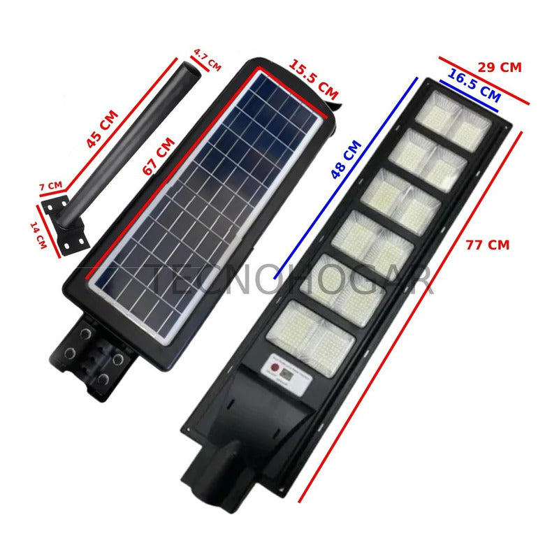 Foco Solar 600w Exterior + Soporte Base Con Sensor Negro