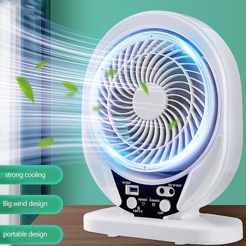 Ventilador Portátil Recargable Panel Solar Con 1 Ampolleta 17 Cm 50 Blanco Negro Plástico 7