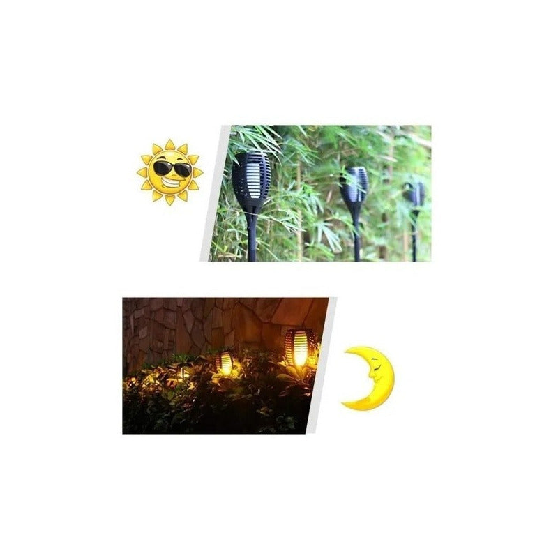 Pack X4 Lampara Led Luces Solares Antorchas Estaca Negro
