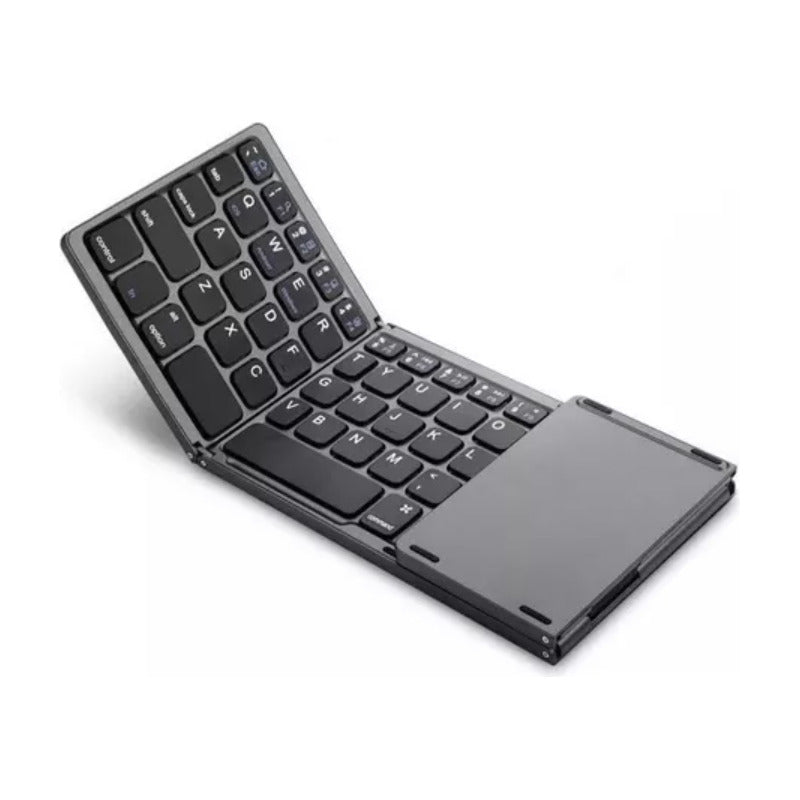 Mini Teclado Con Trackpad Bluetooth Plegable Recargable Negro Español Latinoamérica