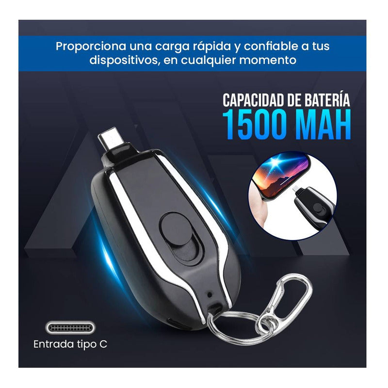 Mini Power Bank Llavero Portátil 1500 Mah Cargador Portatil