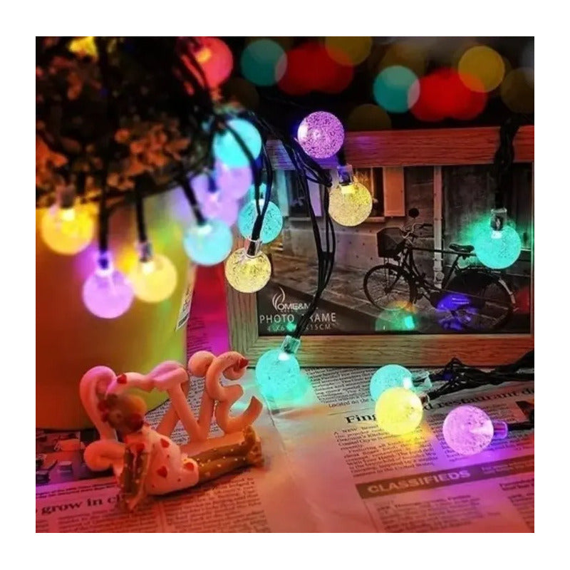Luces Led Bolitas Guirnalda Multicolor Rgb Y Cálida Solar