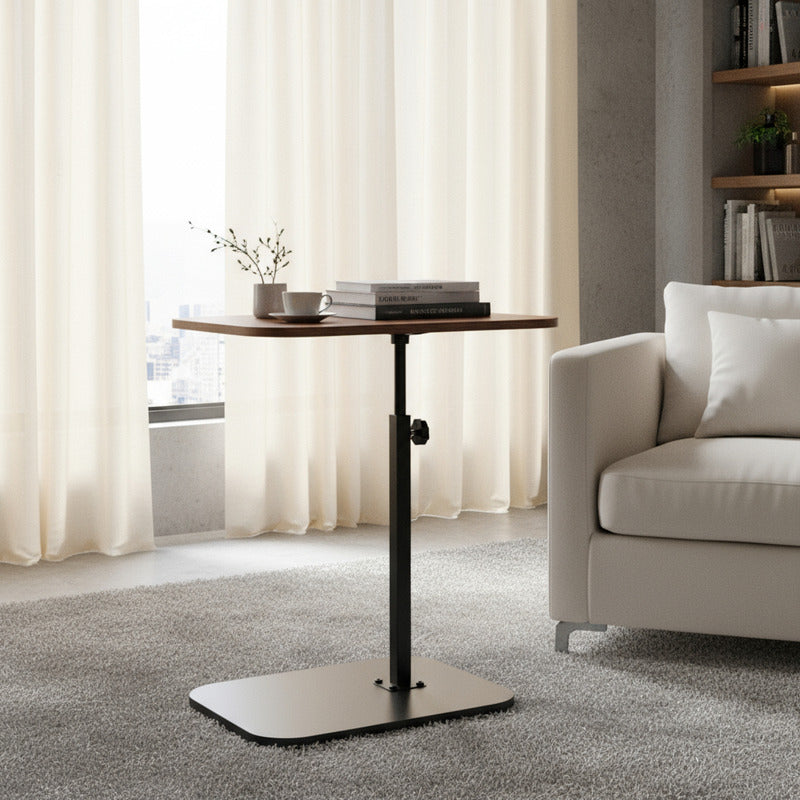 Mesa Auxiliar Tipo C Altura Ajustable Giratoria 80x40x30cm Marrón