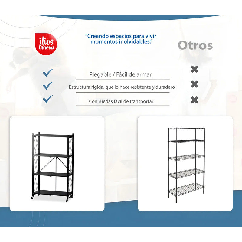 Organizador Estante Plegable 4 Niveles Ruedas Cocina Living