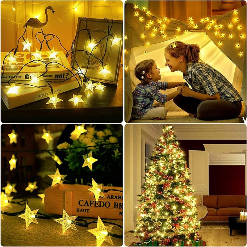 Estrellas Led Luces Solar Guirnalda De Navidad Cinta Lineal