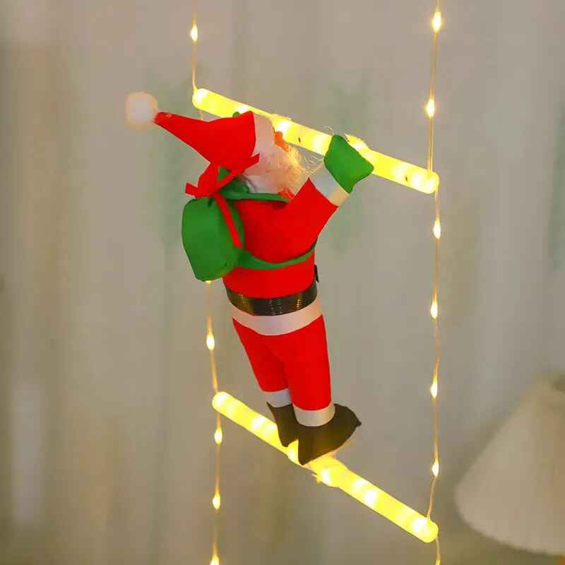 Viejito Pascuero Escalera Con Luces Led Solar 1.60cm Campana Campana Multicolor