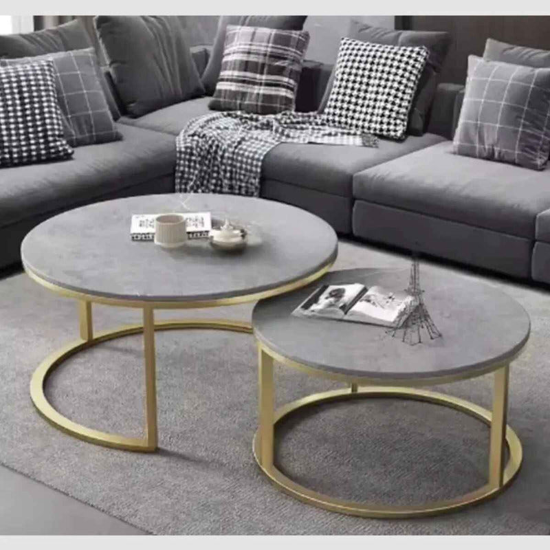 Mesa Doble De Centro Melamina Grande 70x50cm Pequeña 34x40cm Gris