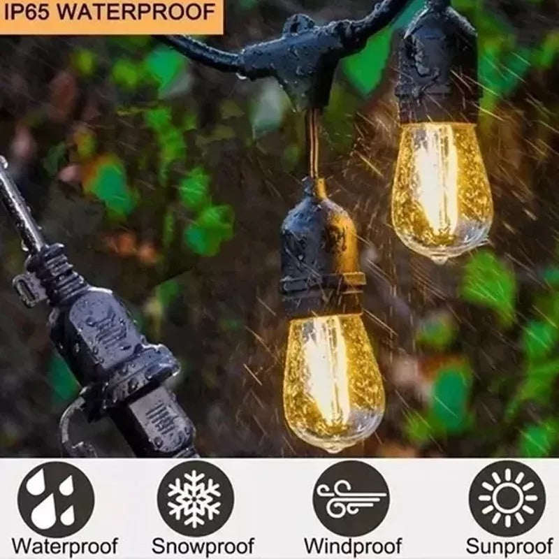 Guirnalda Led 10 Metros Panel Solar Con 10 Ampolletas Led Luz Cálida