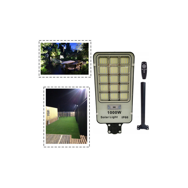 X2 Focos Solares Alta Potencia 1000w Exterior Con Poste Negro Blanco Frío