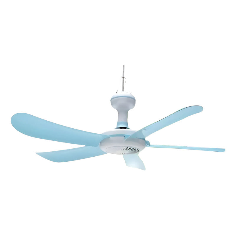 Mini Ventilador Colgante 5 Aspas Portatil Con Enchufe 40 Cm 50hz Blanco Celeste Plástico