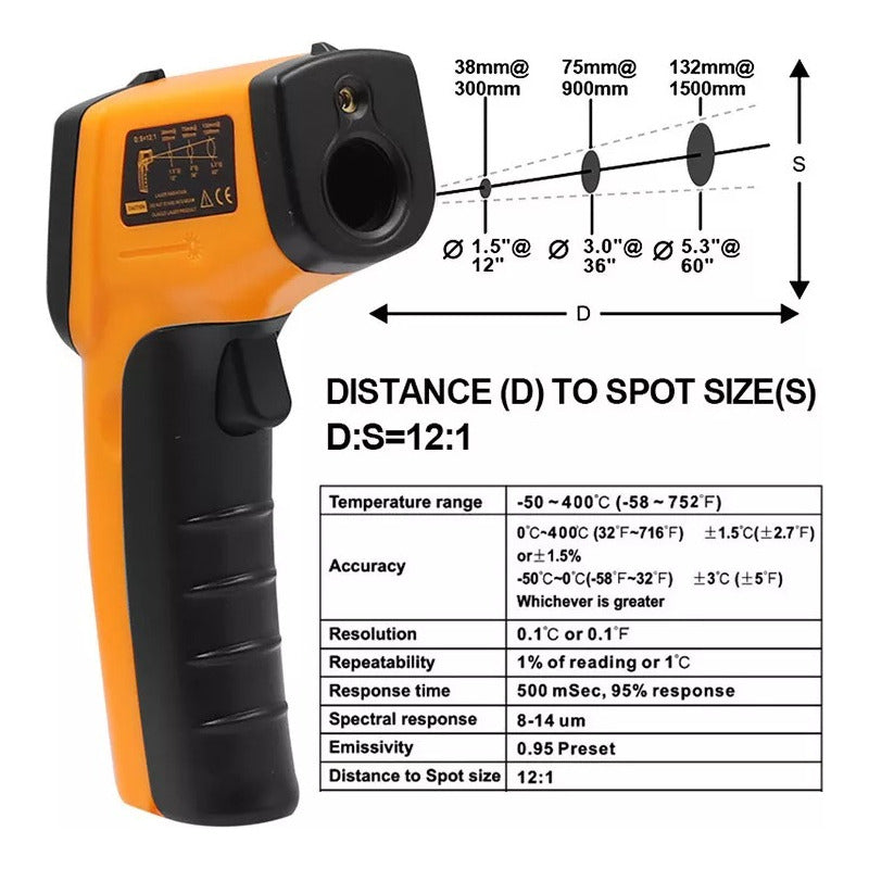 Termómetro Infrarojo Digital Pistola Objetos Y Organicos Amarillo