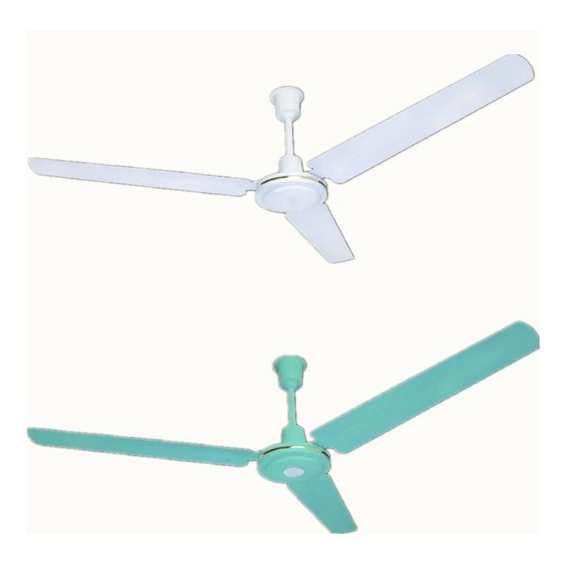 Pack X3 Ventiladores De Techo Metal 3 Aspas 142 Cm 1.42 M 50 Blanco Blanco Aluminio