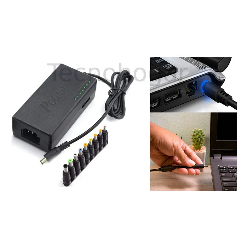 Cargador Universal Laptop Multimarca Regulable Negro
