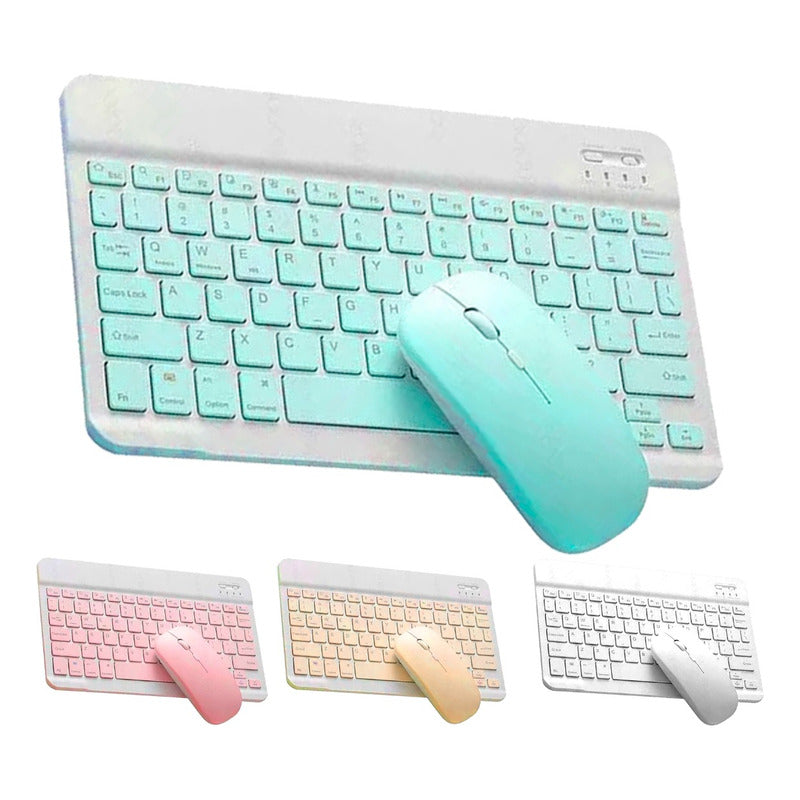 Kit Teclado Mouse Bt Para Windows Apple Android Slim Pastel