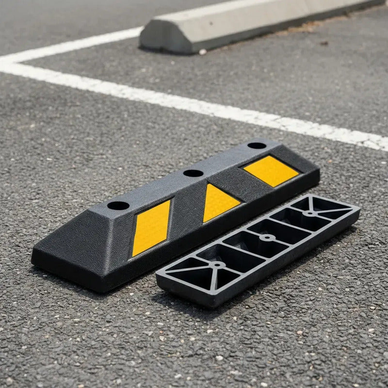 Pack X4 Tope De Estacionamiento Negro Amarillo Parking Negro