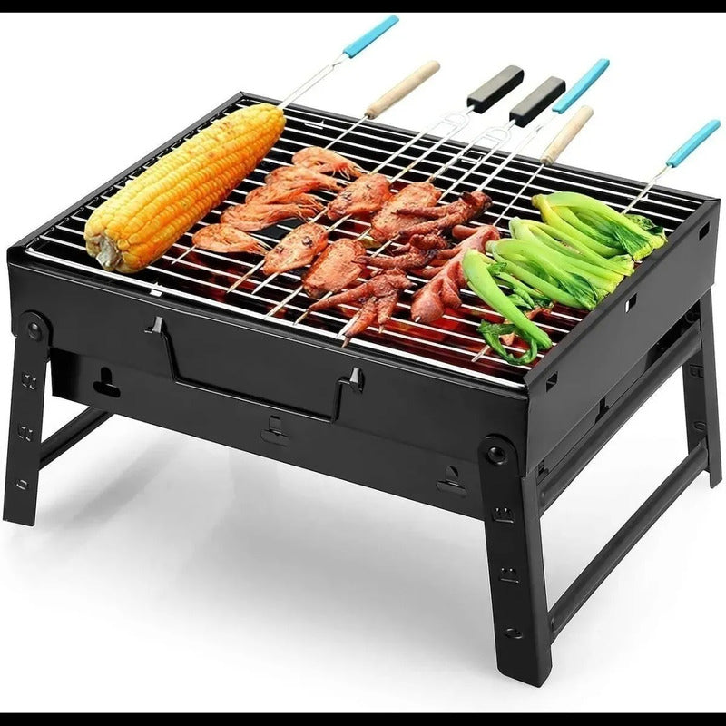 Parrillera Barbacoa Portatil Asado Grill Plegable Balcon Negro