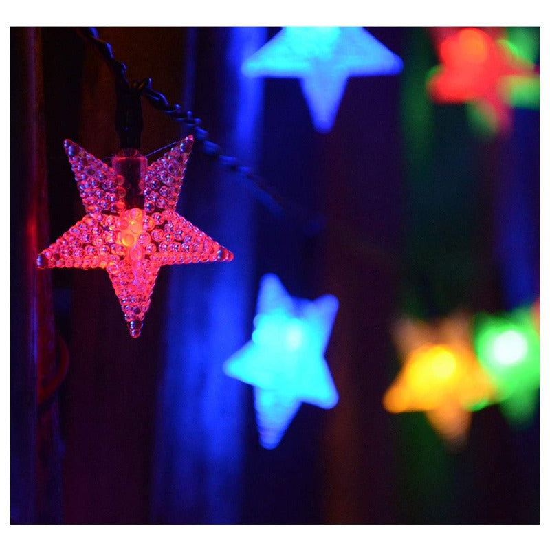 Estrellas Multicolor Led Guirnalda De Navidad Lineal Solar