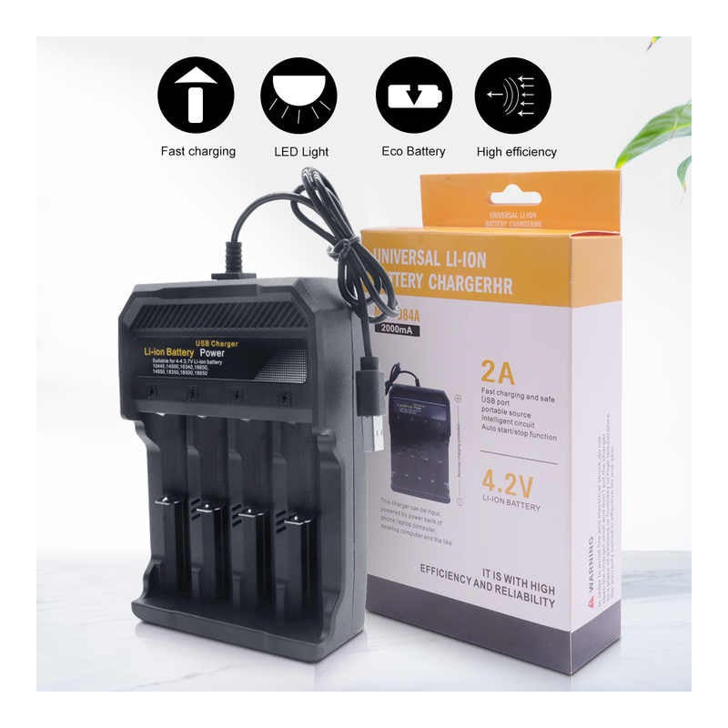 Cargador Para 4 Baterías Li-ion 18650 Inteligente, 1.2a Max