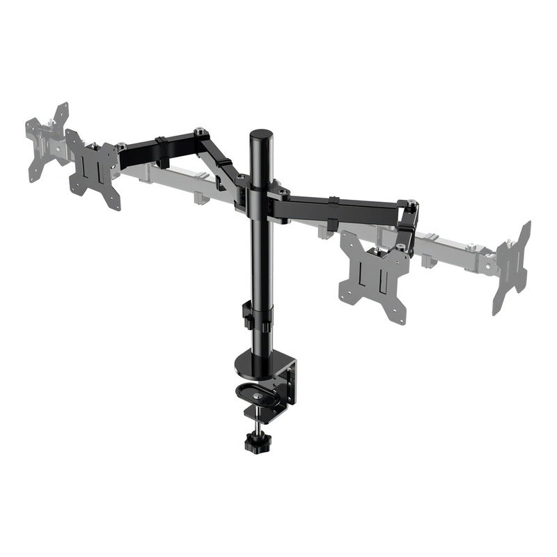 Brazo Doble Para Monitor Soporte Base Alzador Pantalla Negro