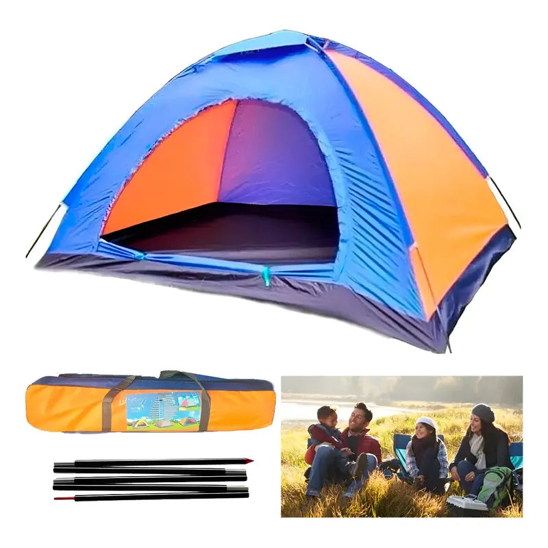 Kit Outdoor: Kit Camping Solar Luz Emergencia + Carpa 3 Personas Armado Fácil Naranja