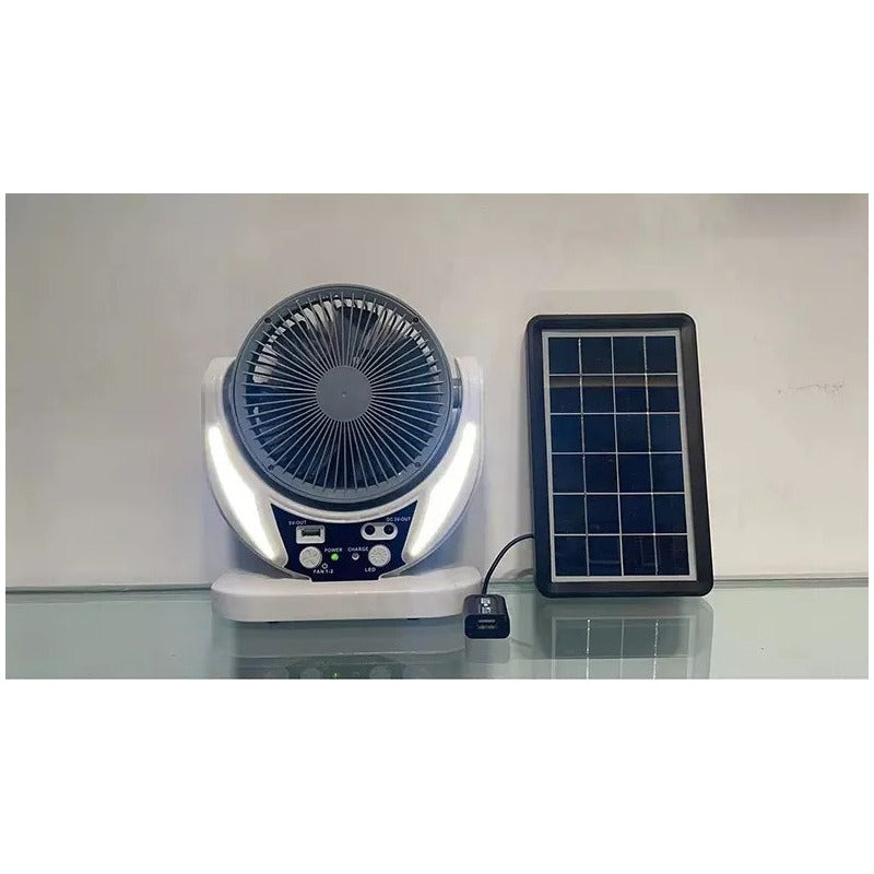 Ventilador Portátil Recargable Panel Solar Con 1 Ampolleta 17 Cm 50 Blanco Negro Plástico 7
