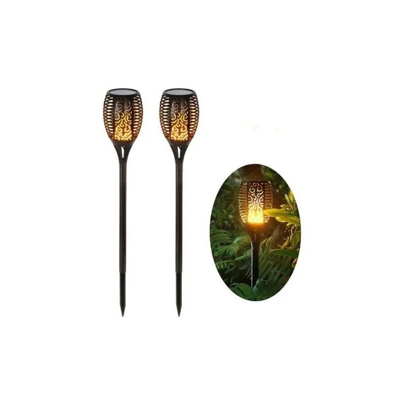 Pack X4 Lampara Led Luces Solares Antorchas Estaca Negro