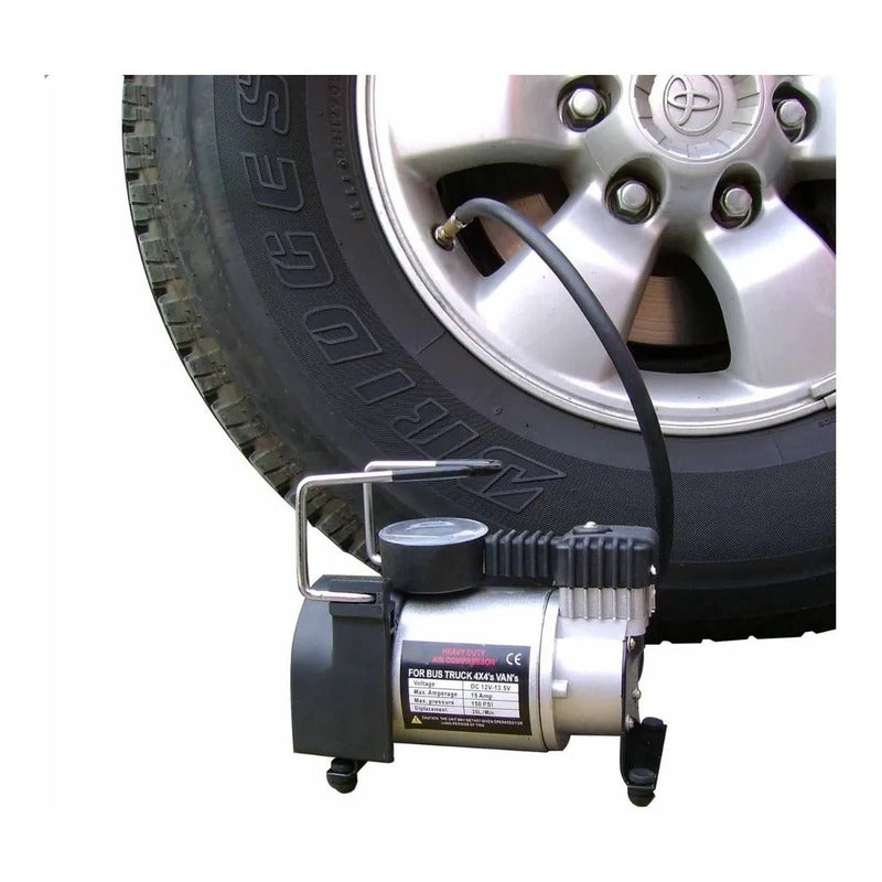 Compresor De Aire 12v Inflador De Neumaticos Multifuncional Negro 150psi
