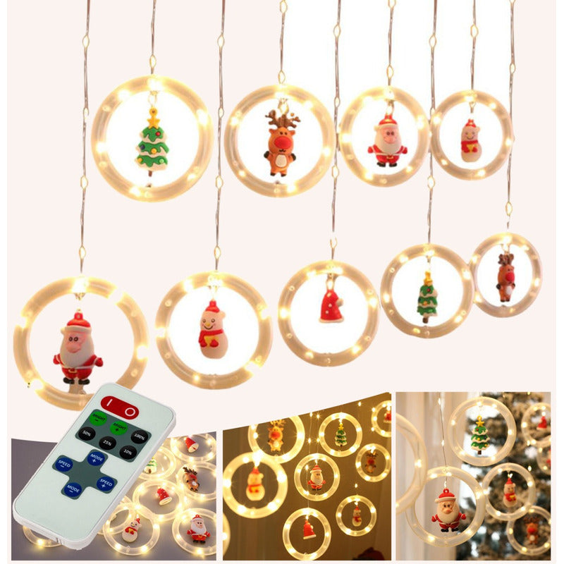 Cortina Guirnalda Led Aros Navidad Luz Decoración 3mts Usb