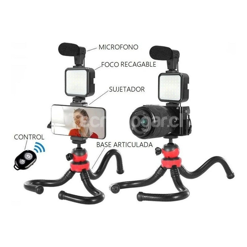 Soporte Para Telefono Fotos Video Foco Recargable Control