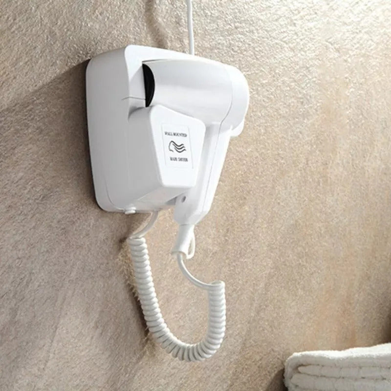 Secador De Cabello Con Soporte A La Pared Y Enchufe Extra Blanco