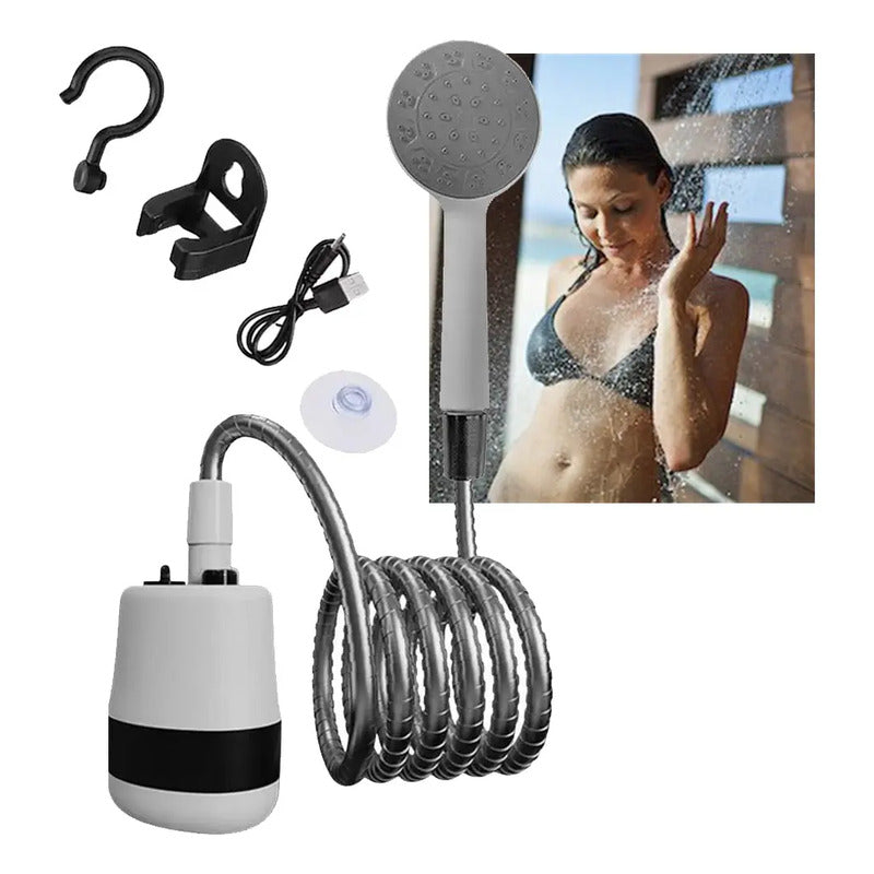 Kit Outdoor: Luz Emergencia Solar Blanco Frío + Ducha Eléctrica Portátil Exterior